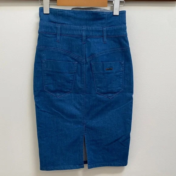 Miss Sixty Blue Buttoned Pencil Skirt - Picture 9 of 12